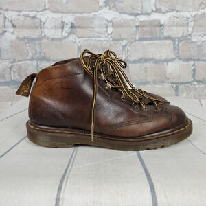 Vintage Dr Marten's Brown Leather Work Boot Round Toe Lace Front  Size 6 UK